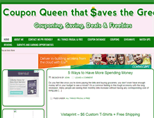 Tablet Screenshot of couponqueenthatsavesthegreen.com